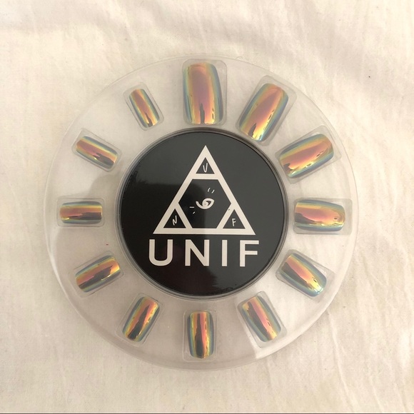 UNIF Other - New UNIF Chroma Holographic Chrome Pearly Grey Press On Nails Mani Set One Size